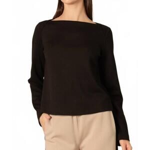 P. Cill Black Long Sleeve Boatneck Top - Women Large